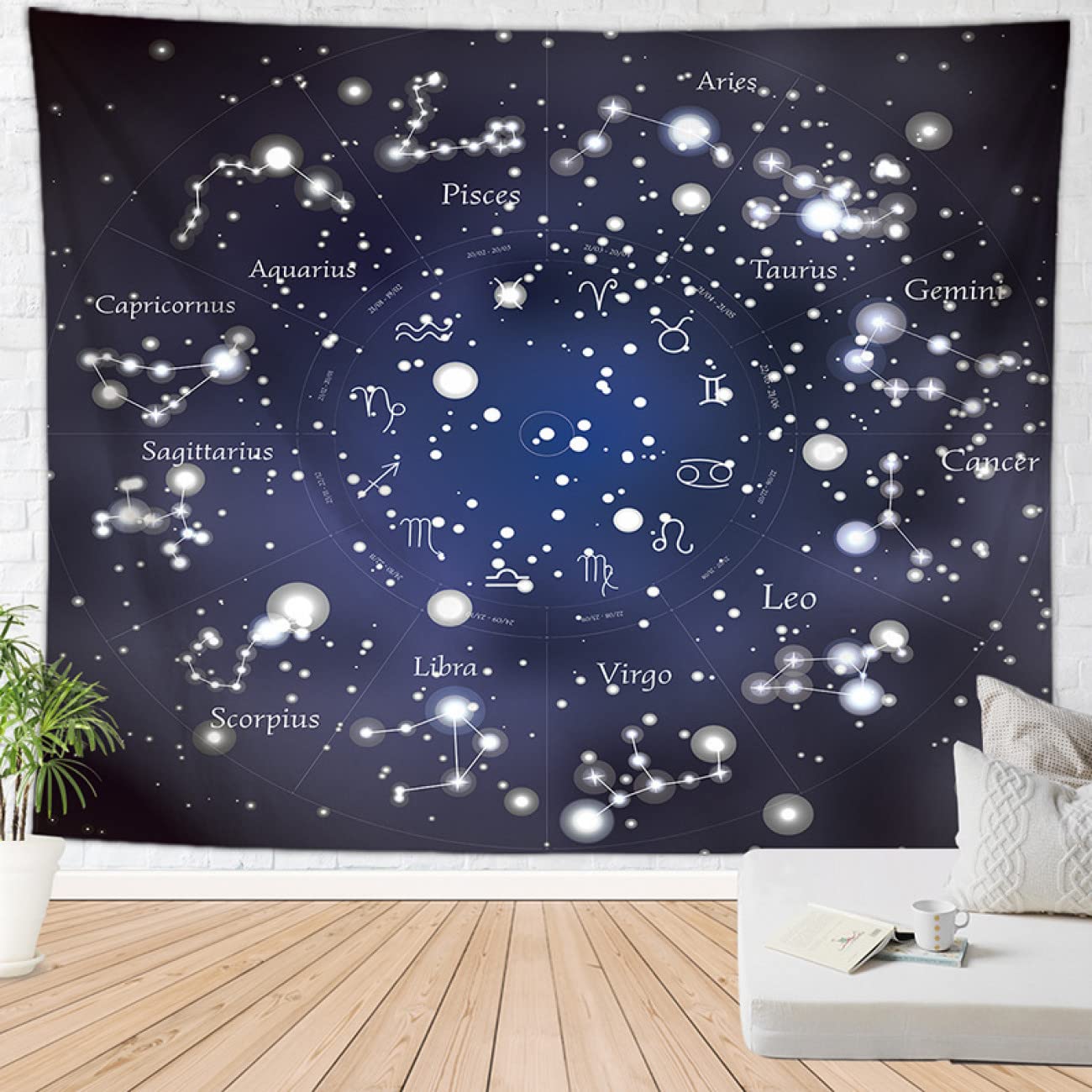 星形パターンのタペストリー Amazon.co.jp: [KMBIGNK] 太陽 星座 タペストリー 占星術 12の星座
